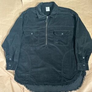 Offline by Aerie  Large Black Corduroy Oversized Shacket Pullover Raw Edge